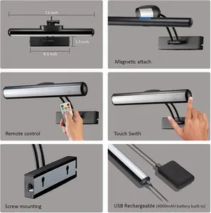 Lampu Depan Cermin LED Yang Dapat Disesuaikan Lampu Lukisan Nirkabel 2000MAh