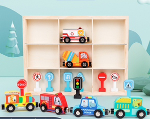 Nouveau design, train en bois pour enfants, ensemble <span class=keywords><strong>de</strong></span> feux <span class=keywords><strong>de</strong></span> circulation, panneaux <span class=keywords><strong>de</strong></span> <span class=keywords><strong>signalisation</strong></span> routière, jeu éducatif d'apprentissage, jouets cadeaux pour les enfants <span class=keywords><strong>de</strong></span> 2 à 4 ans - Product Image 2