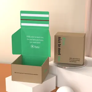작은 사업을위한 녹색 색상 배송 상자 크래프트 종이 이중 벽 골판지 상자 지퍼 찢기 스트립 우편물 포장