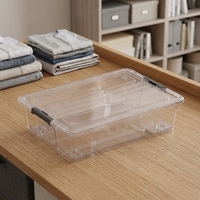 Boîte de rangement en plastique transparente durable avec couvercle rabattable, empilable, pour l'organisation de la maison, pour ranger divers articles, outils et accessoires