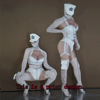 Costumes de Cosplay de Soldat Blanc Sexy, Tenue de Scène de Spectacle de Boîte de Nuit, Tenue de Danse Exotique pour Homme et Femme