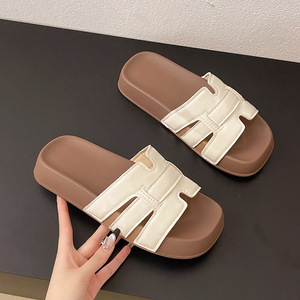 2026 New French Elegant Square Toe Woven Slide Sandals for Women Flat Fairy Outdoor Summer <b>Slippers</b> for Dresses - Product Image 4