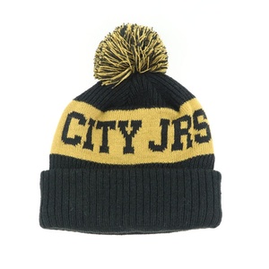 Wholesale Jacquard Acrylic Knitted Beanie With Pom Pom Custom Embroidery Logo Fleece Lining Winter Cuff Knit Beanie Hat - Product Image 3