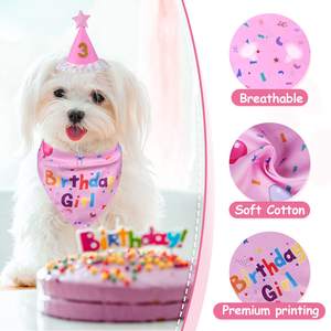 زينة عيد ميلاد الكلاب باللون الوردي، مستلزمات حفلات أعياد ميلاد الكلاب مع قبعة وشاح وأرقام للحيوانات الأليفة الكبيرة والمتوسطة الحجم والجراء - Product Image 4