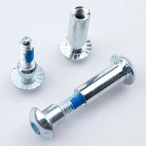 1/4 Carbon Steel Zinc Plated Button Head Threaded Metal Chicago Screw Binding Screw Post Male And Female Screw