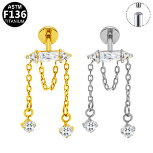 <b>Titanium</b> Alloy Round Pendant <b>Stud</b> Earrings Prong Setting Daily Wear Women's Fashion Piercing Jewelry - Product Image 5