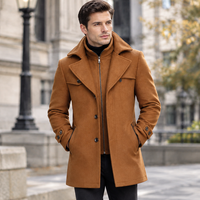 Manteau Trench en Laine Personnalisé OEM pour Homme, Veste d'Hiver Épaisse à Double Col, Vêtement d'Extérieur Décontracté Surdimensionné en Gros