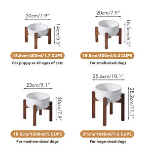 Shamitao Bol en céramique écologique pour animaux de compagnie Distributeur de nourriture et d'eau à motif de flocon de neige durable avec support en bois pour chiens et chats - Product Image 2