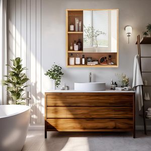 Armoire de salle de bain <span class=keywords><strong>avec</strong></span> miroir <span class=keywords><strong>Rangement</strong></span> de toilette <span class=keywords><strong>avec</strong></span> étagère suspendue Armoire murale - Product Image 3
