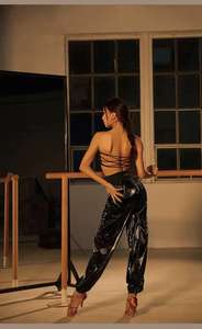 Pantaloni Termici Neri <span class=keywords><strong>a</strong></span> <span class=keywords><strong>Vita</strong></span> <span class=keywords><strong>Alta</strong></span> per Sauna, Modellanti e Dimagranti, per Esercizi di Danza Latina, Balletto e Ginnastica - Product Image 4