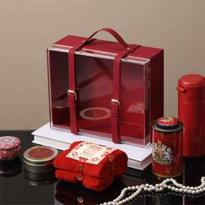 Luxury New Year and Christmas Wedding <strong>Box</strong> with Clear Acrylic Lid PU Leather Handle Elegant Party Gift Display Rack Storage <strong>Box</strong> - Product Image 5