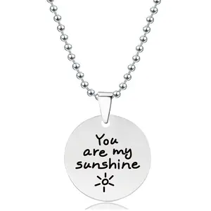 Ywganggu Customizable Stainless Steel Circular Necklace Unisex Commemorative Engraved Character Pendant For Parties And Gifts