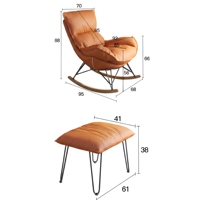 Fauteuil à bascule ergonomique avec repose-pieds, tissu technique, base en bois, housse amovible et lavable pour balcon et salon