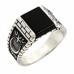 925K Sterling Silver Turkish Flag <b>Men</b> <b>Ring</b> - Product Image 2
