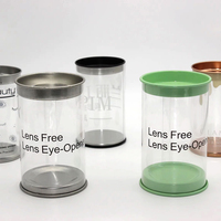 Boîte d'emballage cosmétique cylindrique transparente en PVC/PET/PP/PET recyclé, personnalisable en usine, OEM/ODM, logo personnalisé, vernissage