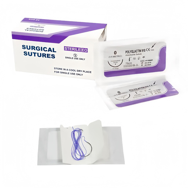 Surgical Sutures PGA Absorbable Sterile EO Single Use for Medical Procedures
