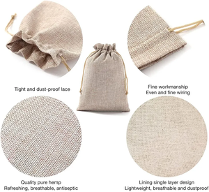 Petite pochette en coton et lin naturel pour bijoux, cadeaux, savons, emballage écologique, sac en jute avec cordon de serrage, impression personnalisée du logo, estampage - Product Image 5