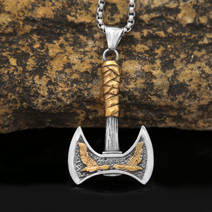 Collar con colgante de hacha de cuervo vikingo nórdico y único, de acero inoxidable, unisex, joyería de regalo - Product Image 2