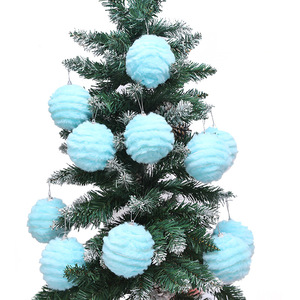Nouvelles boules de Noël en mousse longue et moelleuse 6CM 7CM 8CM Rouge Rose Bleu Ornements suspendus pour arbre de Noël - Product Image 2
