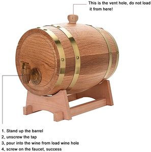 Whisky Cask Baril de vin en bois 5 L Oak Cask Home Bar Vieillissement Mini Cask fûts en bois <span class=keywords><strong>pour</strong></span> la bière - Product Image 6