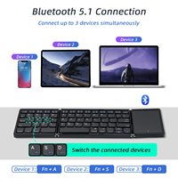 Teclado plegable inalámbrico de tres pliegues, teclado recargable plegable para computadora, teclado IOS plegable con trackpad
