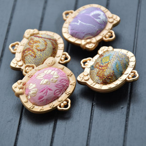 Pendentif Tête de Chat en Brocart Style Chinois, Breloque en Alliage de Zinc avec Sertissage pour Sac, Porte-clés, Collier, Accessoire de Bijouterie - Product Image 2
