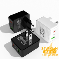 Nouveau chargeur GaN double port PD 35W avec QC3.0/QC4.0 et protection OTP/OVP PD 3.0 pour ordinateur portable/tablette/appareil photo/écouteurs