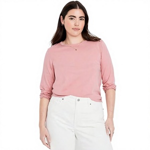 Camiseta de Manga Larga para Mujer, Cuello Redondo Clásico, Estilo Casual, Tela Suave, Fabricante de Ropa OEM de Marca Privada, Directo de Fábrica - Product Image 3