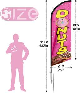 批发促销甜甜圈商店旗杆套件和甜甜圈咖啡店广告羽毛旗的基础 - Product Image 2