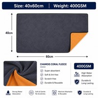 Serviette de lavage auto en microfibre polaire corail chamois 400 GSM 40x60cm – Chiffon de séchage super absorbant et sans traces pour le detailing