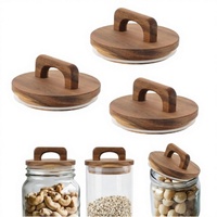 Couvercle en bois moderne à succès avec joint en silicone, polyvalent et écologique pour bocaux (farine, céréales, grains de café)