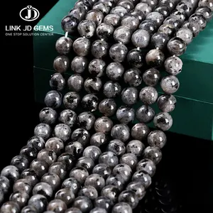 JD GEMS Semi Precious Gemstone Labradorite 4/6/8/10/12mm Natural Black Spectrolite Stone Round Loose Beads For Jewelry Making