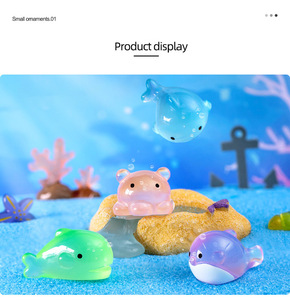 Accesorios para Micro Paisajes, Mini Figura de Ballena y Pulpo Brillantes, Adorno de Resina para Jardín, Decoración para Acuarios y Peceras - Product Image 6
