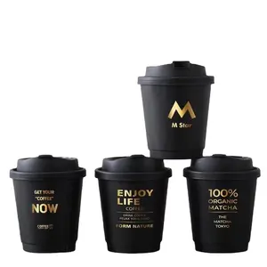 Customize High End Gold Foil Stamping Disposable Hot Beverage Drink Coffee Paper Cup With Lid