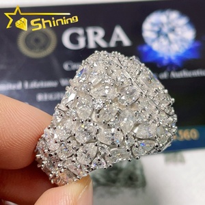 Neues Design Diamanttester-beständiger Hochwertiger Herrenring aus 925er Silber Feiner Schmuck Vollständig Iced Out Hip-Hop-Ring mit Moissanit im Fantasieschliff - Product Image 2
