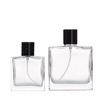 Botol Parfum Kaca Bening Persegi Mewah ALKA 50ml & 100ml dengan Semprotan Pompa Hitam