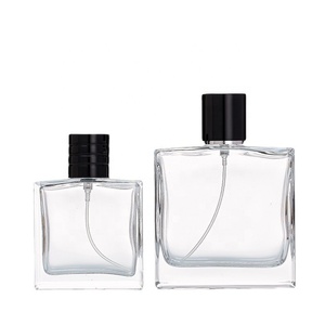 Botellas de Perfume de Vidrio Transparente de Lujo de 50 ml y 100 ml con Tapa de Spray Negra - Product Image 1