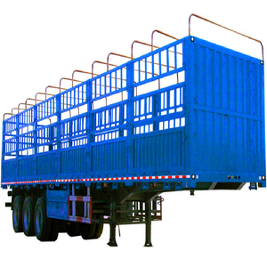 Haute qualité 80Ton <span class=keywords><strong>Plateau</strong></span> Semi Camion <span class=keywords><strong>Remorque</strong></span> avec Bétail Bétail Piquet Clôture pour Grain Cargo Transport - Product Image 1