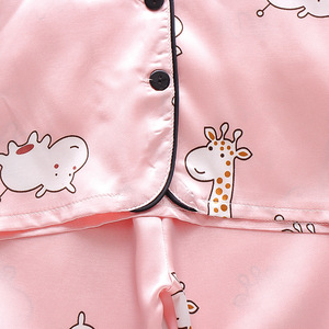 Pyjamas de haute qualité de couleur rose pour enfants, ensemble de pyjamas confortables, ensembles de 2 pièces pour enfants, chemise à boutons et pantalon - Product Image 3