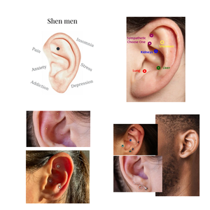 Spedizione gratuita 24K oro semi auricolari punto auricolare punto adesivo orecchio punto di agopuntura terapia auricolari semi auricolari con nastro adesivo - Product Image 2