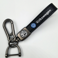 Porte-clés de voiture en alliage de zinc et cuir pour Volkswagen, finition artisanale, logo automobile, pendentif de luxe léger, accessoire cadeau, protection