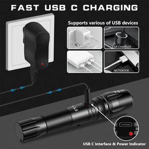 Nhà Máy 800M Dài Phạm Vi Cao Lumens Đèn Lồng Linterna Có Thể Sạc Lại Kính Thiên Văn Zoom Trắng T6 <span class=keywords><strong>LED</strong></span> <span class=keywords><strong>Torch</strong></span> Ánh Sáng Đèn Pin Chiến Thuật - Product Image 4