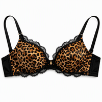 Soutien-gorge push-up à armatures avec dentelle imprimé léopard