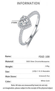 Nuevo Diseño de Anillo de Compromiso y Promesa de Boda de Lujo en Plata de Ley 925 con Forma de Corazón y Moissanita Color D VVS1 Halo para Mujer - Product Image 6