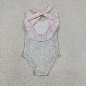 Traje de Baño Enterizo para Bebés Niñas con Diseño Floral y Lazos, Transpirable, Venta al por Mayor, Bikini para Hermanas, Ropa Infantil - Product Image 3