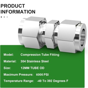 Raccord de tube à compression à double embout en acier inoxydable 304 robuste avec étanchéité sécurisée - Product Image 5