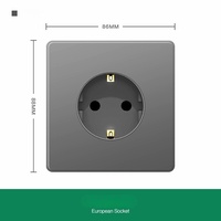 Enchufe de pared Schuko gris estándar del Reino Unido, doble polo, para panel eléctrico doméstico, toma de corriente de 220-250V