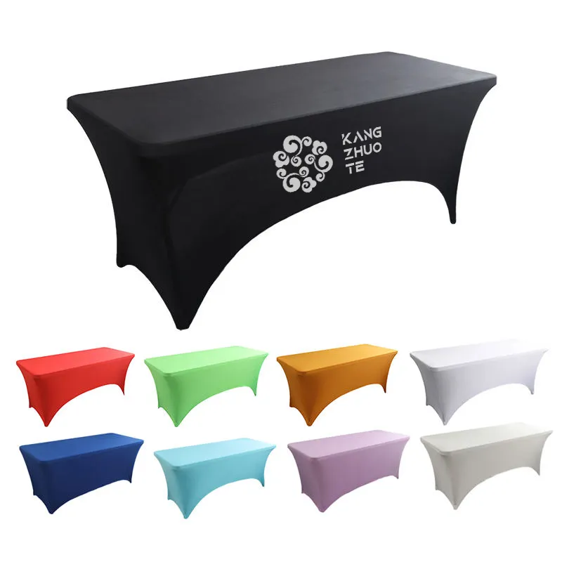 Custom 4ft 5ft 6ft 8ft event wedding fiited stretch table cover washable elastic table cloth