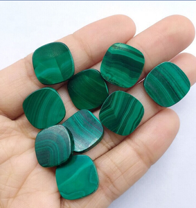 Malaquita Verde Natural de 10 mm, Cabujón Plano en Forma de Cojín, Piedra Preciosa para Joyería, Pulsera de Latón, Cristales Curativos - Product Image 3