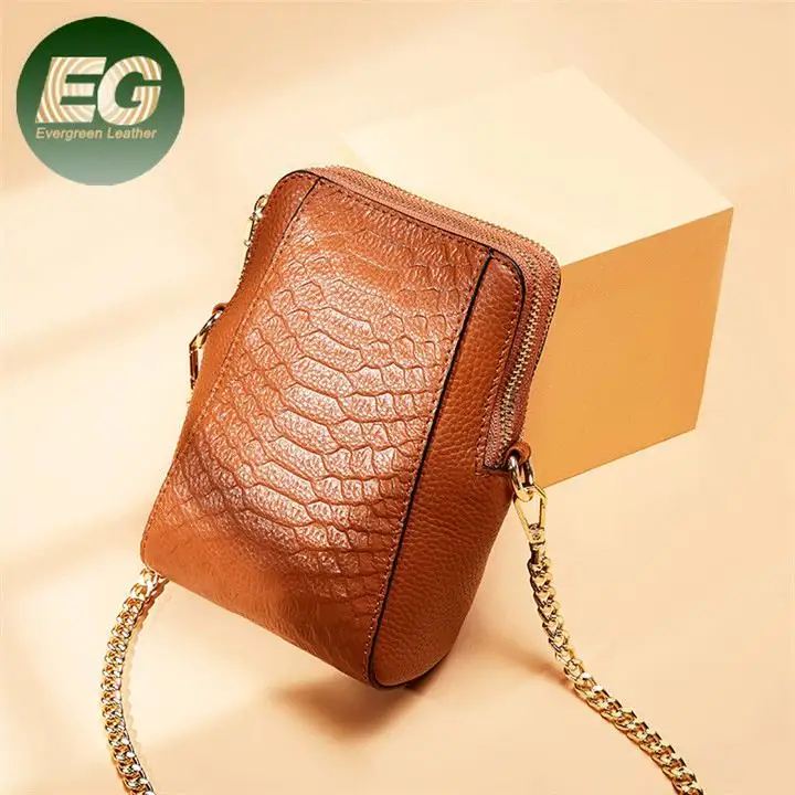EMG6163 Leather alligator cell phone waterproof pouch crocodile women cross body mobile phone bags